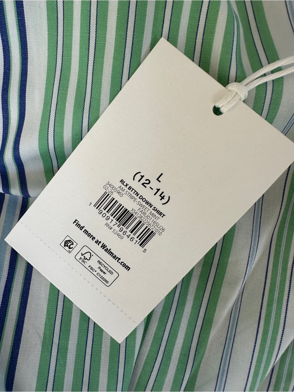 Women’s Green and Blue Striped Tie-Front Blouse (wear it tied or untied) - Picture 3 of 6